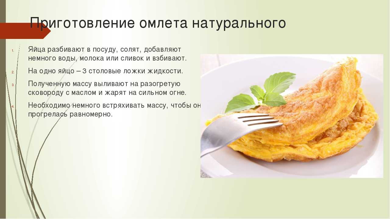 Компоненты и калорийность рецепта Омлет из 2 яиц с молоком 2 5 процент