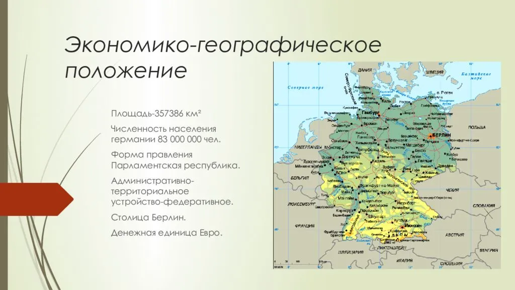 Расположение германии: континент и местоположение