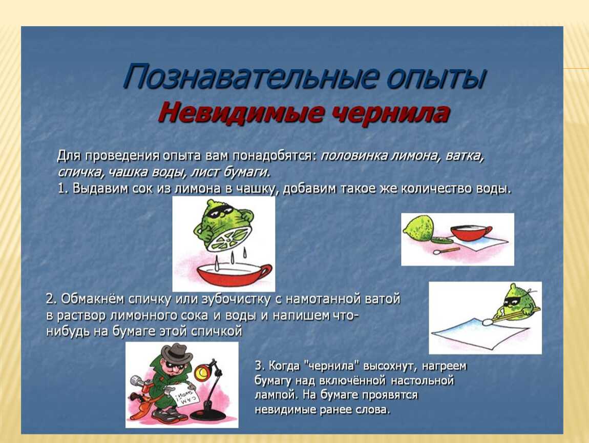 Как сделать невидимые чернила рецепт. рецепты невидимых симпатических чернил из лимонного сока, молока, аспирина, соды, стирального порошка, кобальта, с медным купоросом? как сделать невидимые чернила видимыми с помощью утюга и лампы? невидимые чернила из