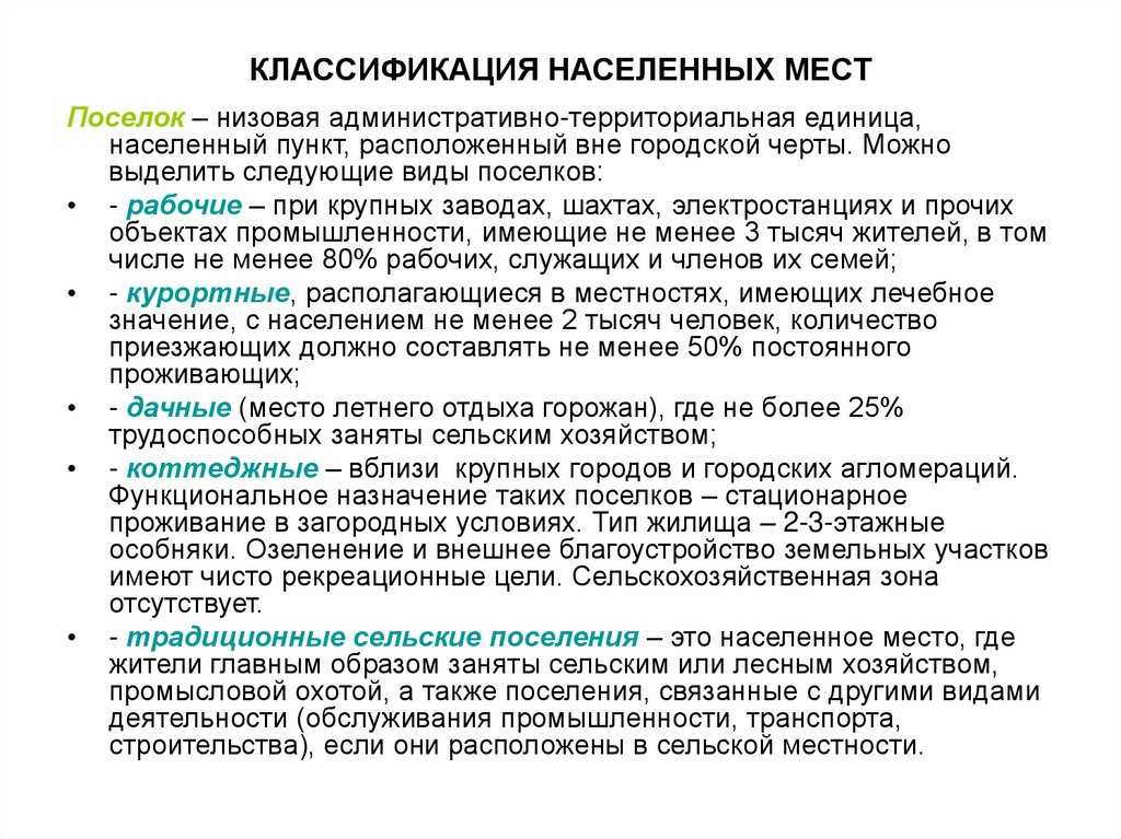 Что такое населенный пункт в 2024 году? классификация и границы