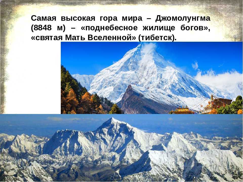Самая высокая гора в мире: список названий