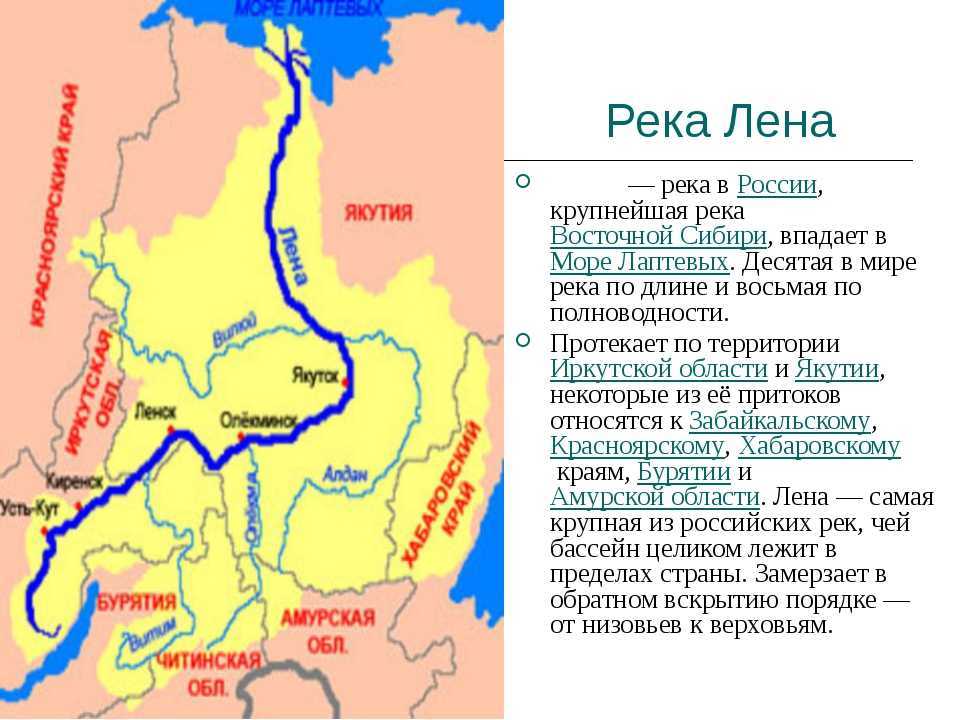 Река лена: обзор и характеристики, притоки, исток, устье