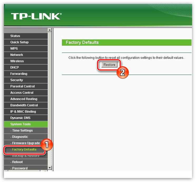 Настройка роутера tp-link после сброса